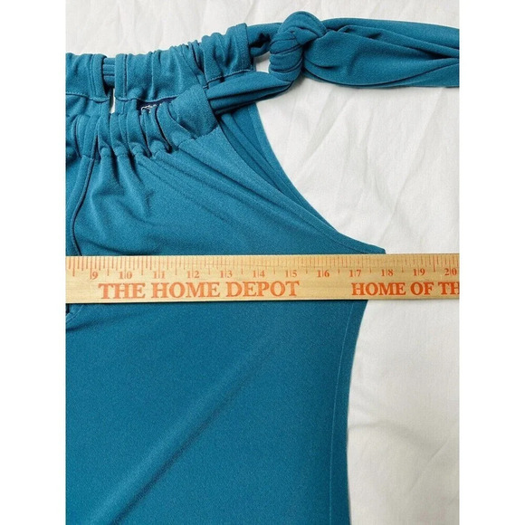 AnnGigli Before 229 Mini Halter Shift Dress Sz 42 Italian Made Green Tie Neck - Picture 6 of 8